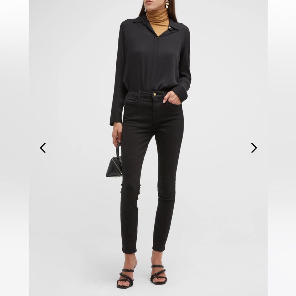 FRAME Denim Women's High Rise Black Jeans - Le High Skinny - Black/Film Noir